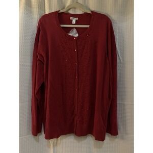 Croft And Barrow Women's 3x‎ Allure Red Button Up Cardigan